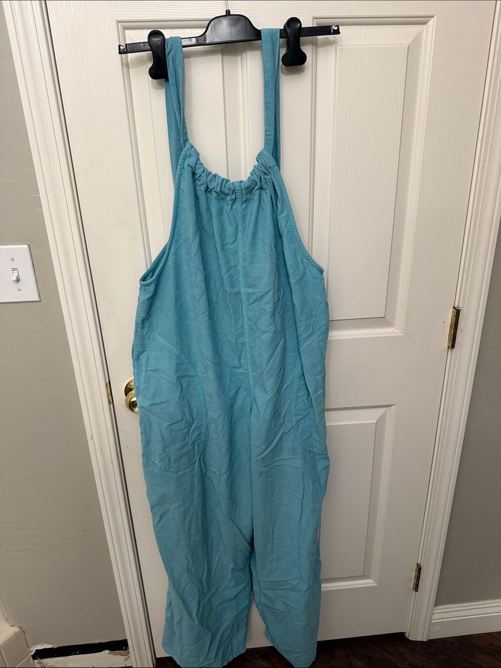We The Free Light Blue Relaxed Strap Overalls